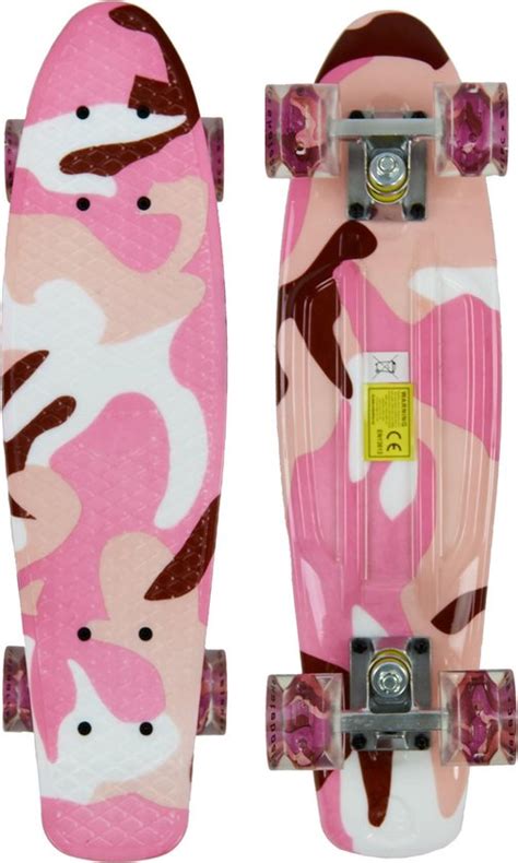 Sajan Skateboard Led Wielen Inch Camouflage Roze Wit