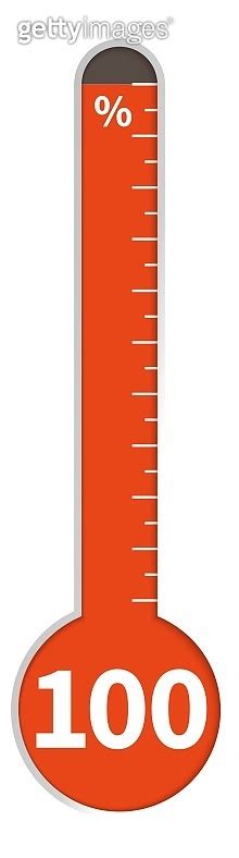 Percentage Thermometer Red Scale With Percent Measurement