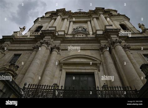 Scenic Exterior View Of The Sicilian Baroque Style Chiesa Di San