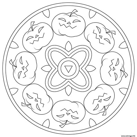 Coloriage Mandala Halloween Citrouilles Maternelle Facile Jecolorie