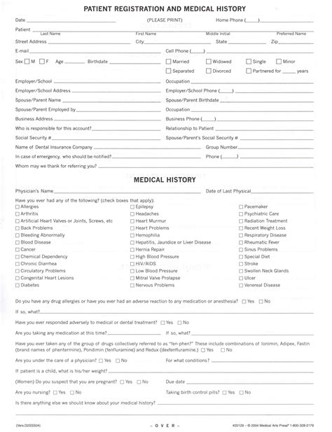 Patient History Form Template - Printable Forms Free Online