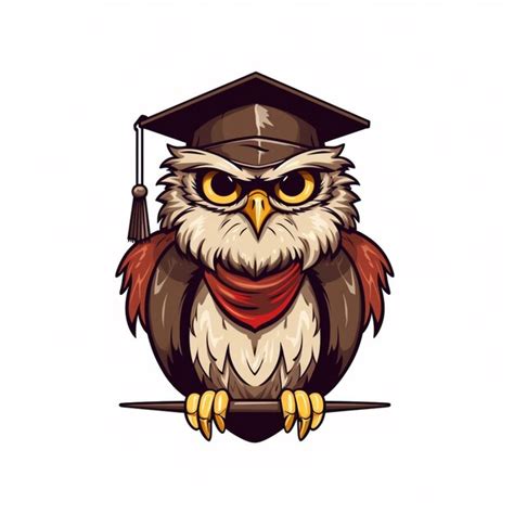 Premium Photo Cartoon Owl Wearing A Graduation Cap And Scarf