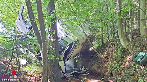 Sbg Kastenwagen stürzt bei Bergheim in Bachbett Lenker eingeklemmt