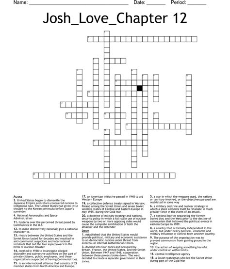 Josh Love Chapter 12 Crossword WordMint