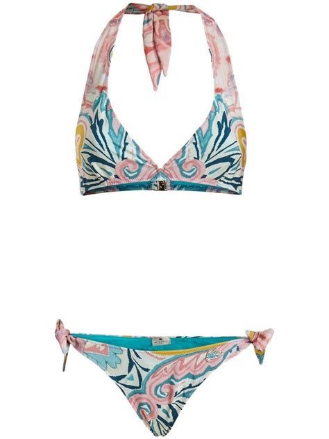 Etro Bikini Mit Paisley Print In Strahlenkranz Optik In Light Blue