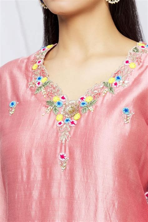 Buy Surbhi Shah Gold Pure Spun Silk Floral Embroidered Kurta Set Online