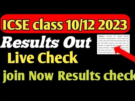 Live ICSE ISC Results 2023 ICSE Result 2023 Class 10 12 YouTube