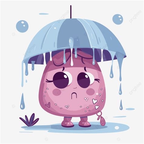 Rainy Day Clipart Cartoon Blob Under An Umbrella With Drips Vector