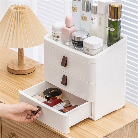 Living and Home White 3 Drawer Plastic Desktop Drawer Storage Organiser | Wilko