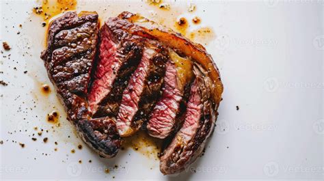 Ai Generated Top Down Shot Of A Perfectly Seared Ribeye Steak On A