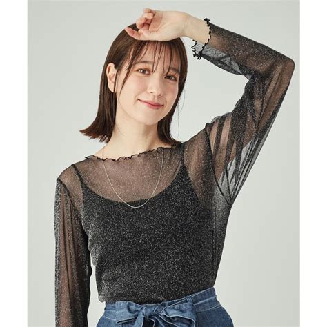 キューティーブロンド Cutie Blonde インナーでも一枚でも ラメシアートップス ブラック ファッション通販 MAGASEEK マガシーク