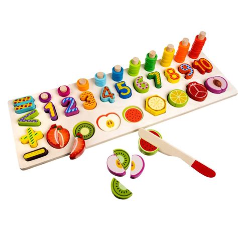 Puzzle Educatif En Bois Chiffre Fruit Calcul Enfant Numero Compter