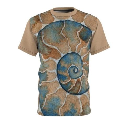 Ammonite Print Tshirt Mens Tee W Watercolor Seashell Etsy Art