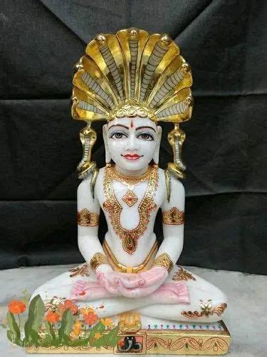 White Painted Marble Jain Mahaveer Statue For Temple Size Inch At