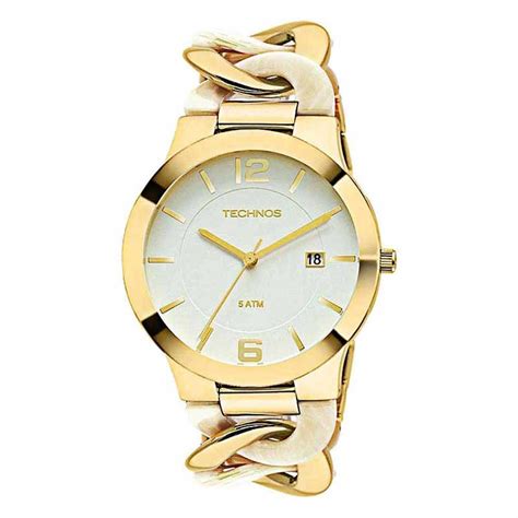 Relógio Dourado Feminino Technos Fashion Unique 2115UK 4B no Shoptime