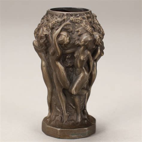 Lot Bronze Vase Having Nude Standing Women Surrounding The Body H