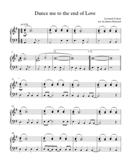 Dance Me To The End Of Love Arr James Esmond Sheet Music Madeleine