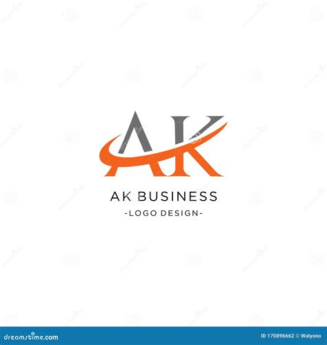 Ak Letter Logo Design With Serif Font And Swoosh Vector Illustration