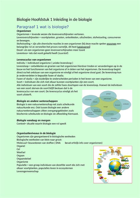 Biologie H1 Inleiding IN DE Biologie Biologie Hoofdstuk 1 Inleiding