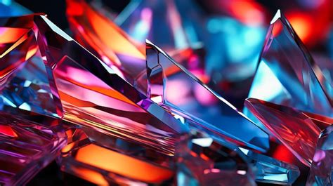 Premium Ai Image Neon Glass Shards Reflecting A Spectrum Of Brilliance