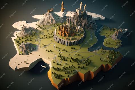 Premium AI Image | Medieval kingdom 3D map Middle age kingdom ...