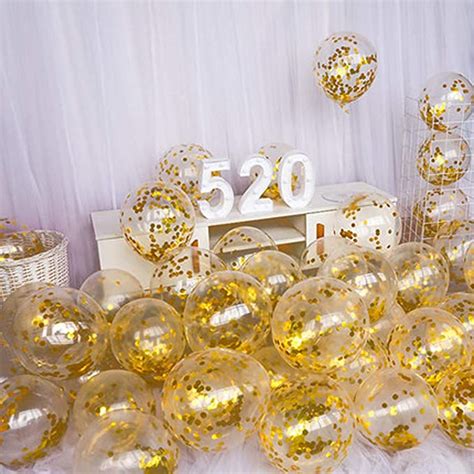 Golden Confetti Ballons , ( Pack Of 10 ) Gold Confetti Balloons ...