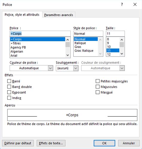 Modifier la police par défaut dans Word Microsoft Word 2016