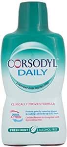 6 X Corsodyl Daily Fresh Mint Alcohol Free Mouthwash 500ml By Corsodyl