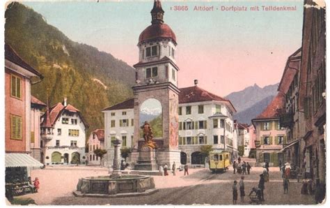 Ak Altdorf Dorfplatz Mit Telldenkmal Kaufen Auf Ricardo