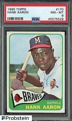 Topps Hank Aaron Milwaukee Braves Hof Psa Nm Mt Ebay