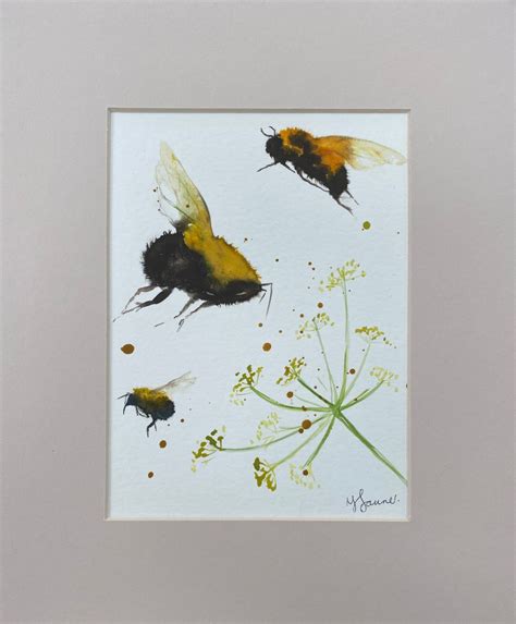 Three Bees Fennel Watercolour By Teresa Tanner Artfinder