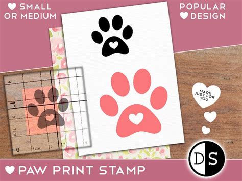 Paw Print Stamp Mini Rubber Stamp Dog Paw Stamp Cat Paw | Etsy