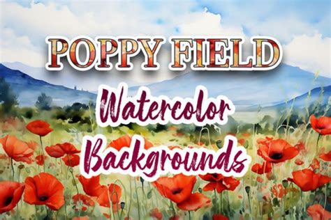 POPPY FIELD WATERCOLOR LANDSCAPES Graphic by CrittersHub · Creative Fabrica