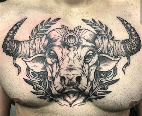 Toro Bull Tattoo Design with Horns and Wreaths