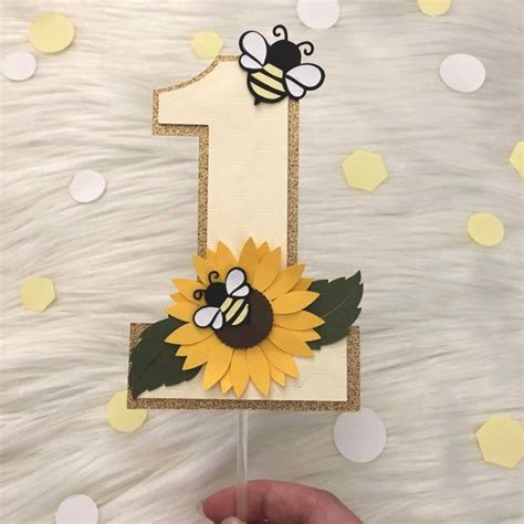 First Birthday Cake Topper Sweet As Can Bee Theme Number 1 Topper