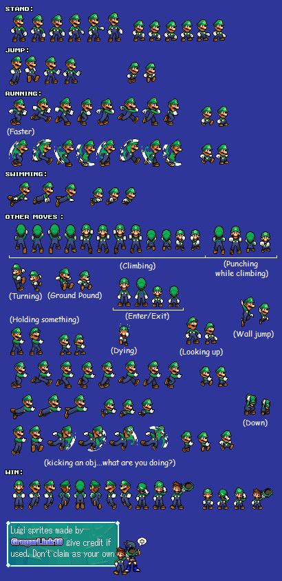 Luigi Sprites by Gregarlink10 on DeviantArt