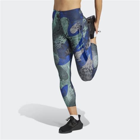 Adidas Adizero Running Allover Print 7 8 Leggings Black Adidas Uk