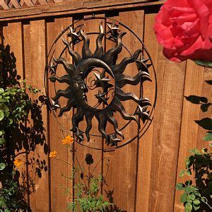 Inch Round Metal Sun And Moon With Stars Outdoor Garden Etsy