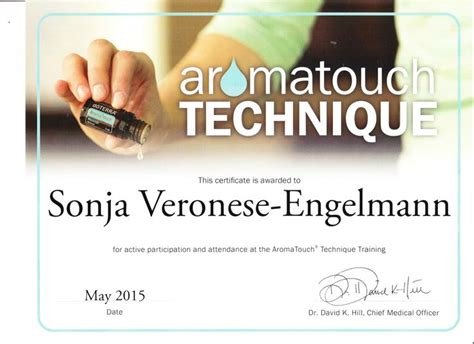 Zertifikat Aromatouch Technique Techniques Doterra