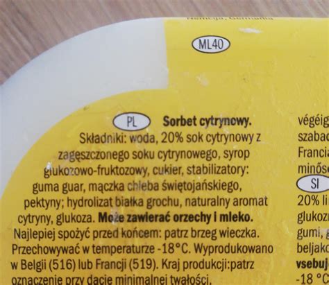 Lody lemon sorbet 1000ml Gelatelli kalorie kJ i wartości odżywcze