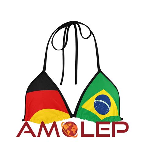 Double Combo Flag Bikini Triangle Swimsuit Top Customizable Select Any Countries Of Your