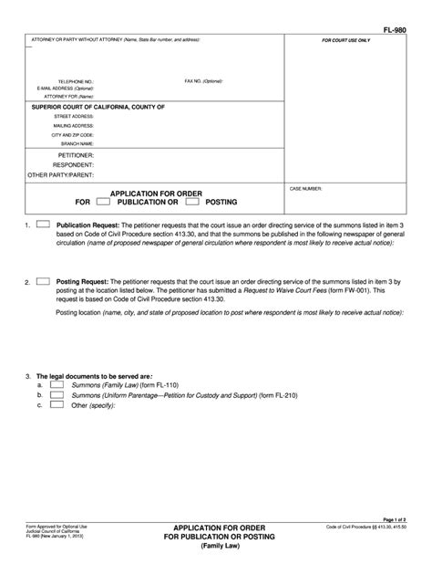 Fillable Online Courts Ca Fl Attorney Or Party Without Form Fill