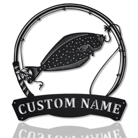 Custom Halibut Fishing Fish Pole Metal Sign Art Personalized Halibut