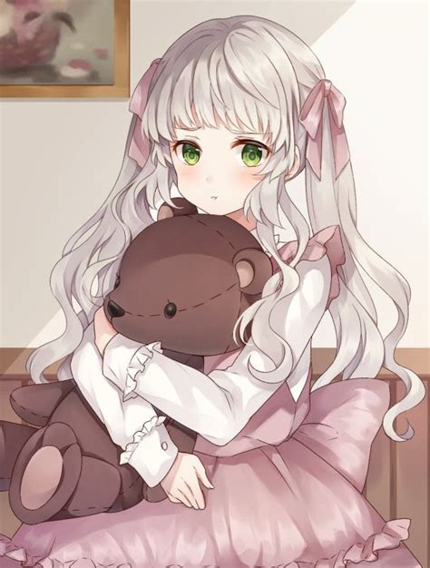 Anime Girl Hugging Teddy Bear