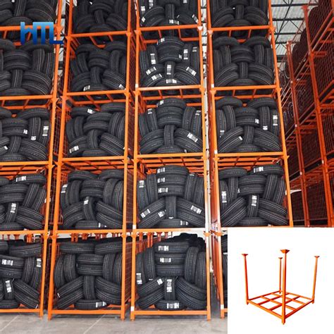 Customized Heavy Duty Powder Coating Metal Tire Racks For Warehouse