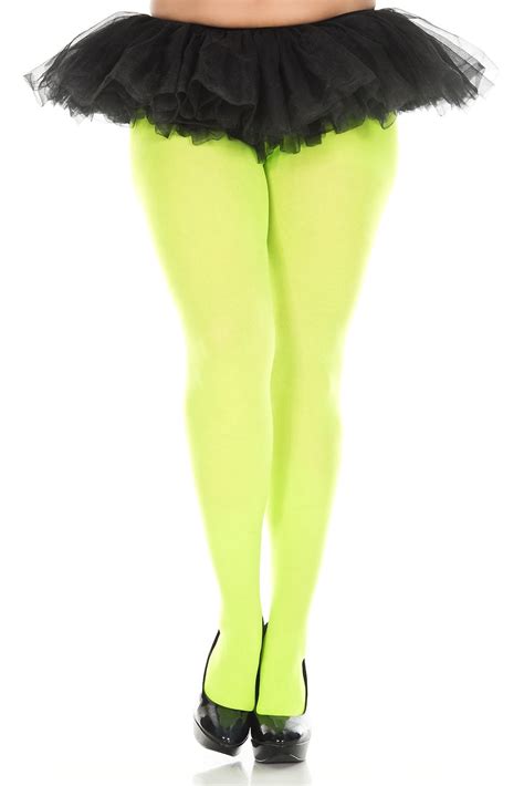 Plus Size Opaque Tights 747q Neongreen