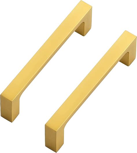 Ravinte 5 Pack Solid 3 1 2 Inch Kitchen Square Cabinet Handles Brushed