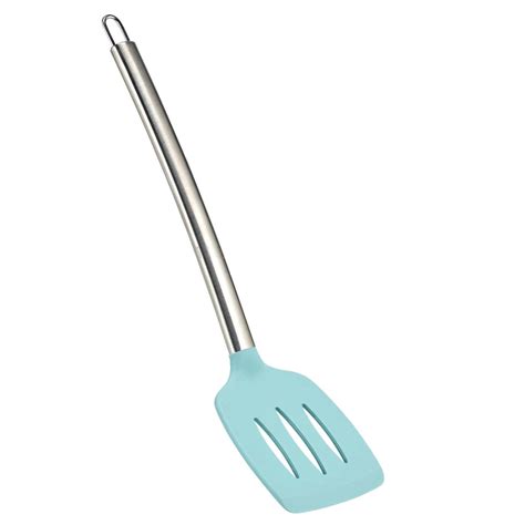 Cocinaware Blue Silicone Slotted Turner With Stainless Steel Handle