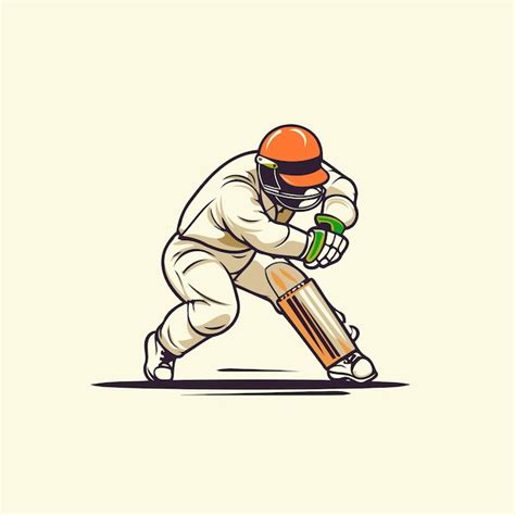 Premium Vector Cricket Player In Action Vector Illustration Of