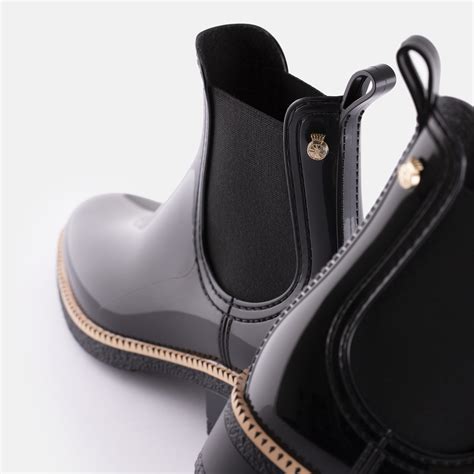 Lemon Jelly Black Ankle Rain Boots With Heel Women Ava 01 10014005